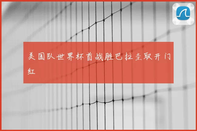 美国队世界杯首战胜巴拉圭取开门红