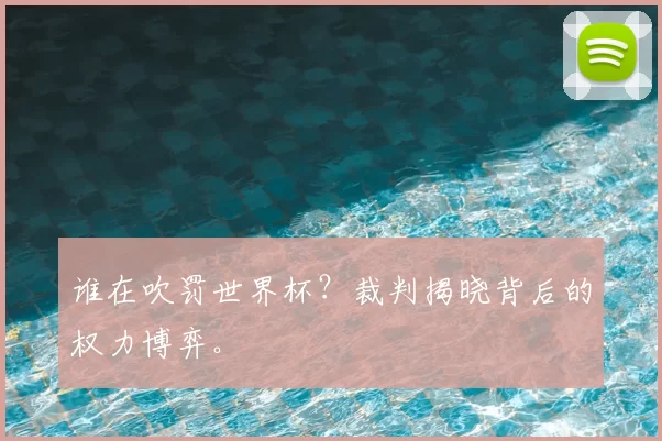 谁在吹罚世界杯?裁判揭晓背后的权力博弈。